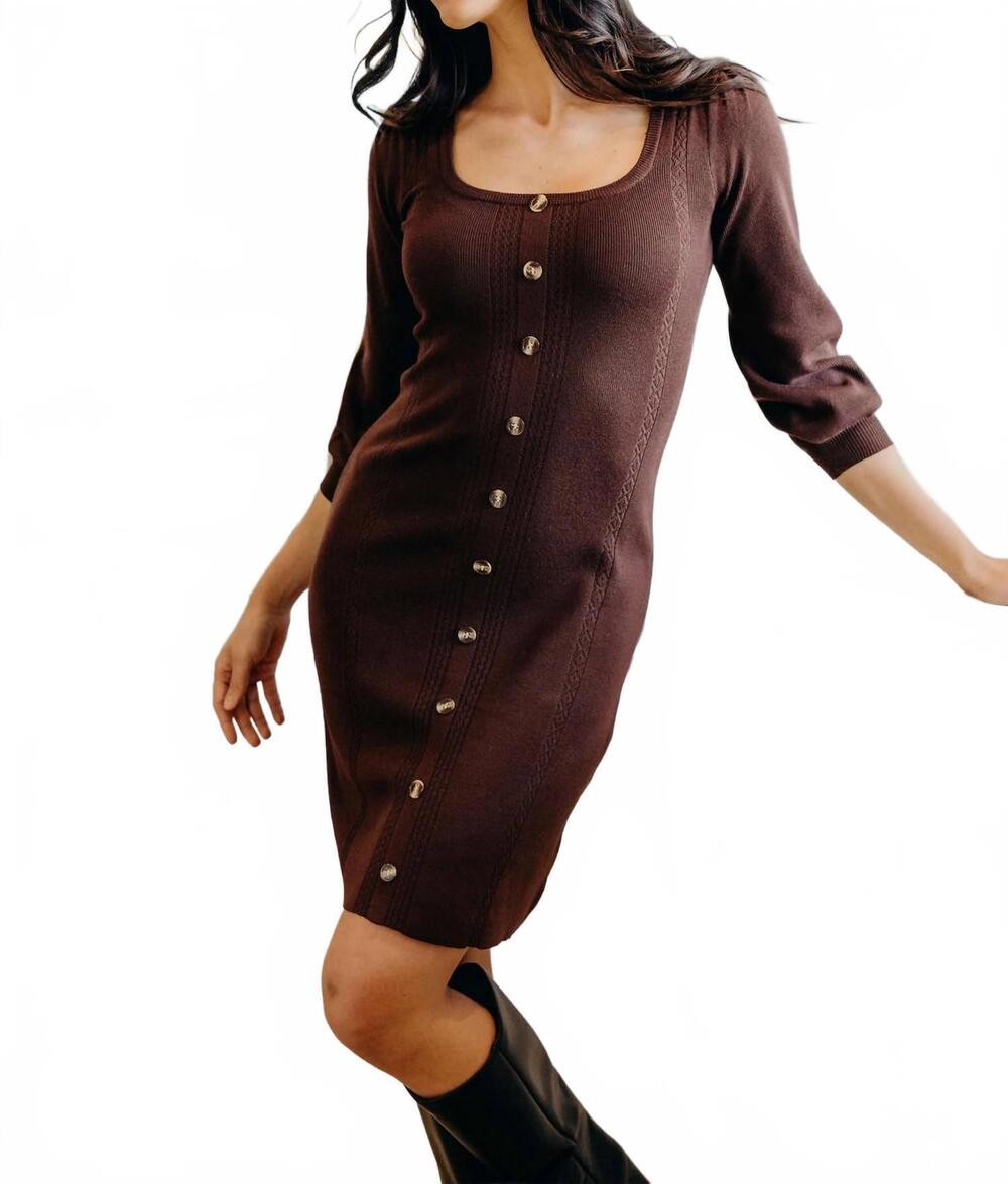 NEW MIKAROSE jodi button down dress in brown